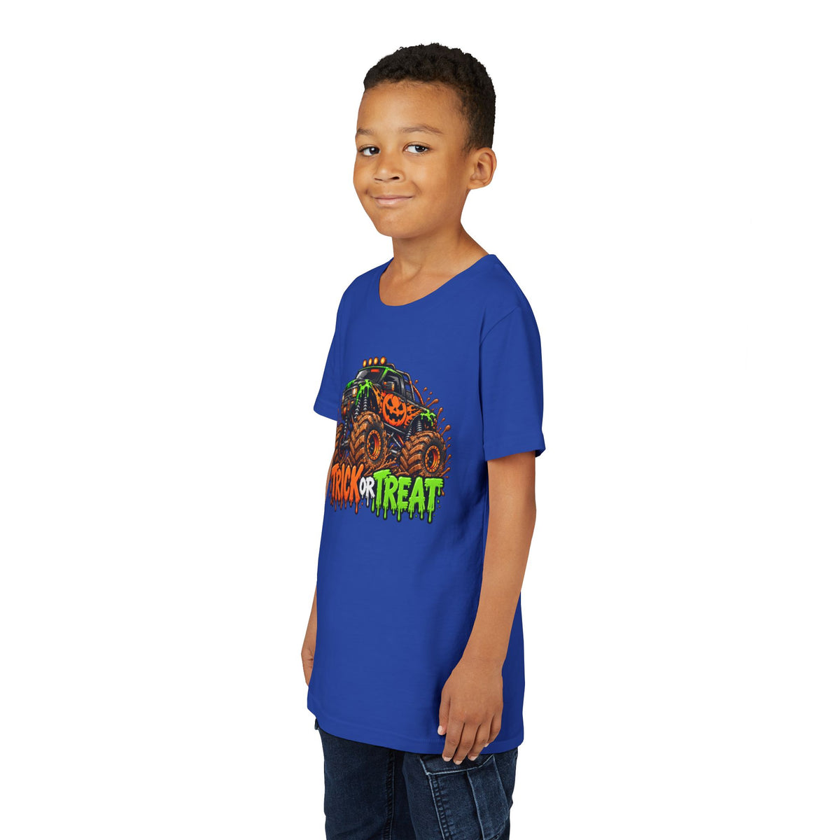 Trick or Treat Monster Truck Kids Halloween Sweatshirt | Cozy Chaos Kid 🎃🏁👻