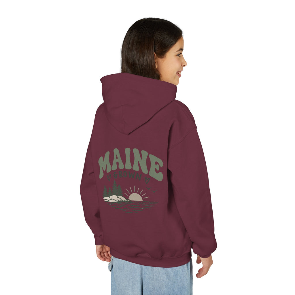 Maine Grown Kids Sweatshirt – Cozy Outdoor Pine Tree & Sunset Crewneck