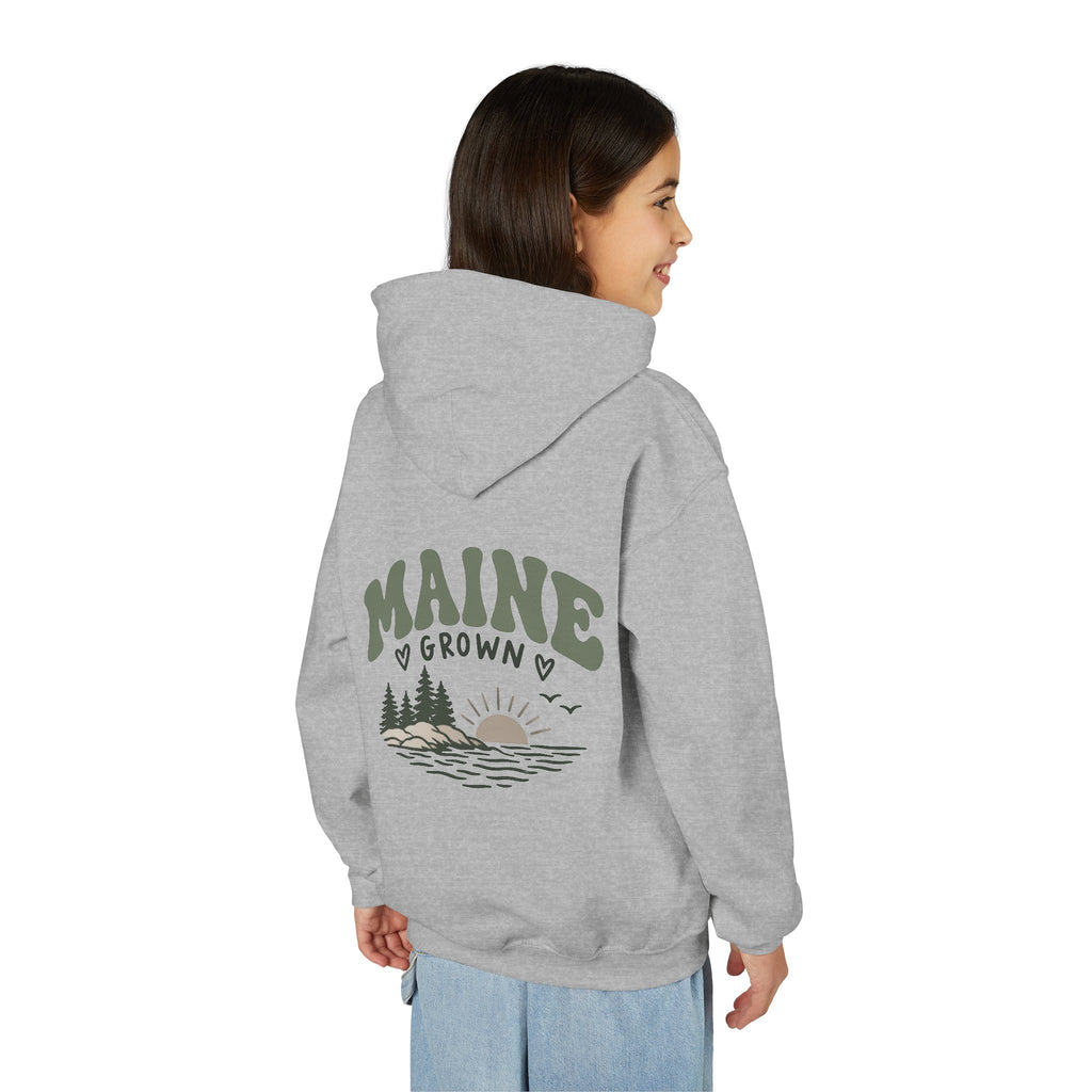 Maine Grown Kids Sweatshirt – Cozy Outdoor Pine Tree & Sunset Crewneck