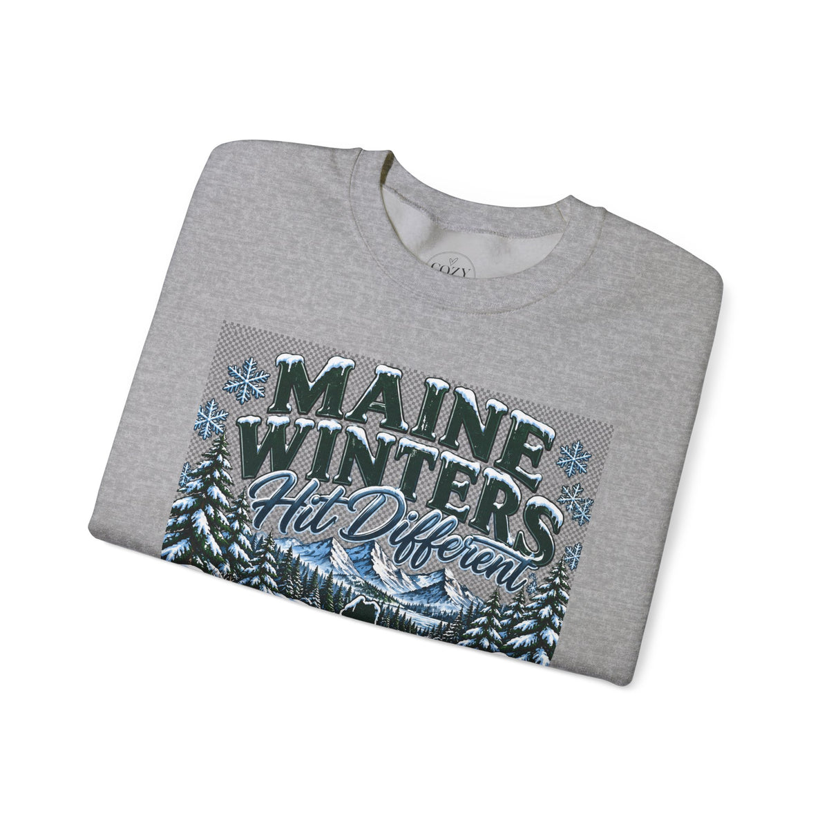 Maine Winters Hit Different Crewneck Sweatshirt – Cozy Maine Winter Mountain Sweater ❄️🌲🏔️
