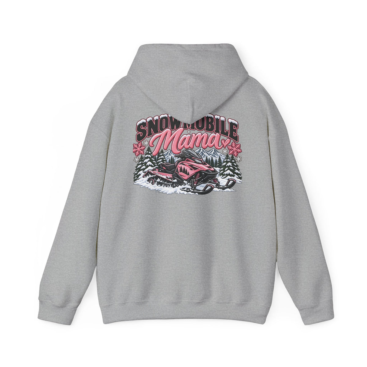 Snowmobile Mama Winter Hoodie – Women’s Snowmobile Graphic Sweatshirt | Cozy Winter Outdoor Hoodie 🩷❄️🏔️