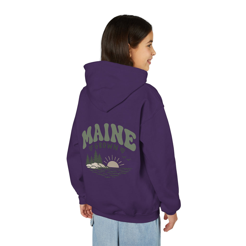 Maine Grown Kids Sweatshirt – Cozy Outdoor Pine Tree & Sunset Crewneck