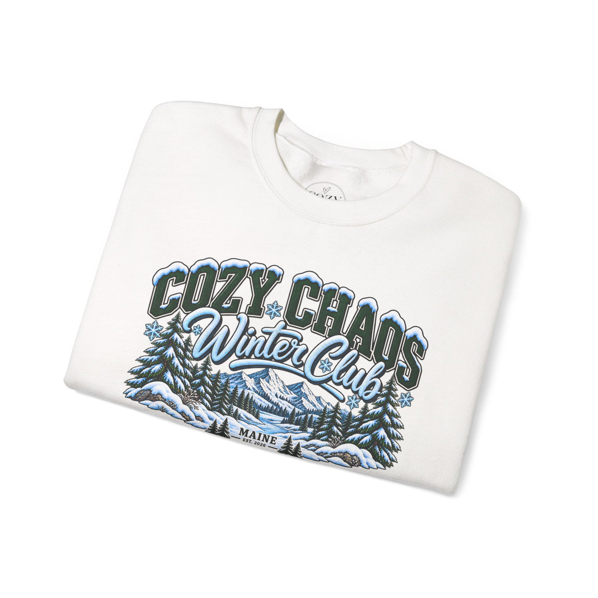 Cozy Chaos Winter Club Maine Crewneck Sweatshirt – Cozy Mountain Winter Sweater ❄️🌲🏔️