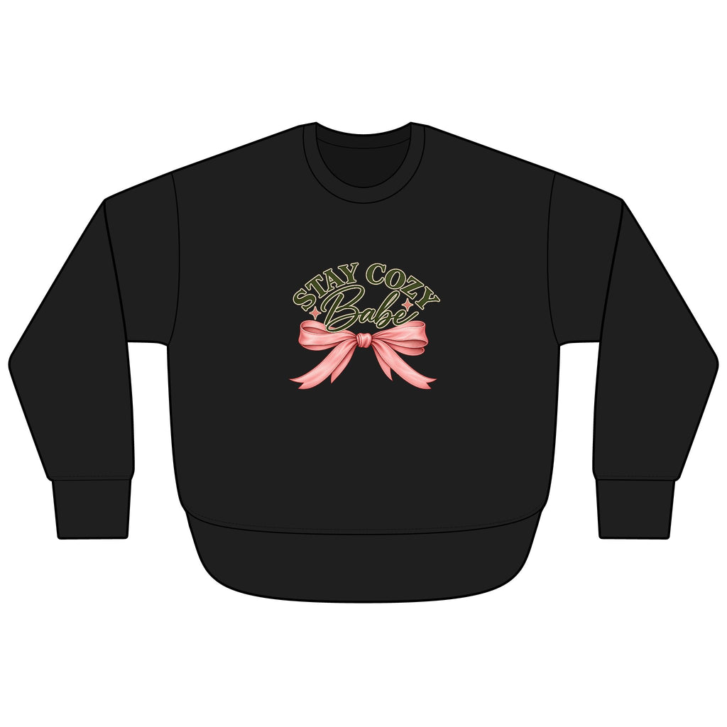 Stay Cozy Babe Bow Fleece Crewneck Sweatshirt 🎀🤎