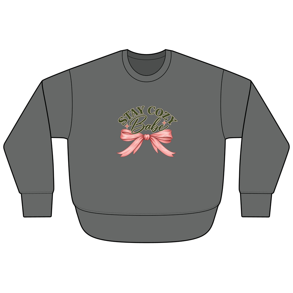 Stay Cozy Babe Bow Fleece Crewneck Sweatshirt 🎀🤎