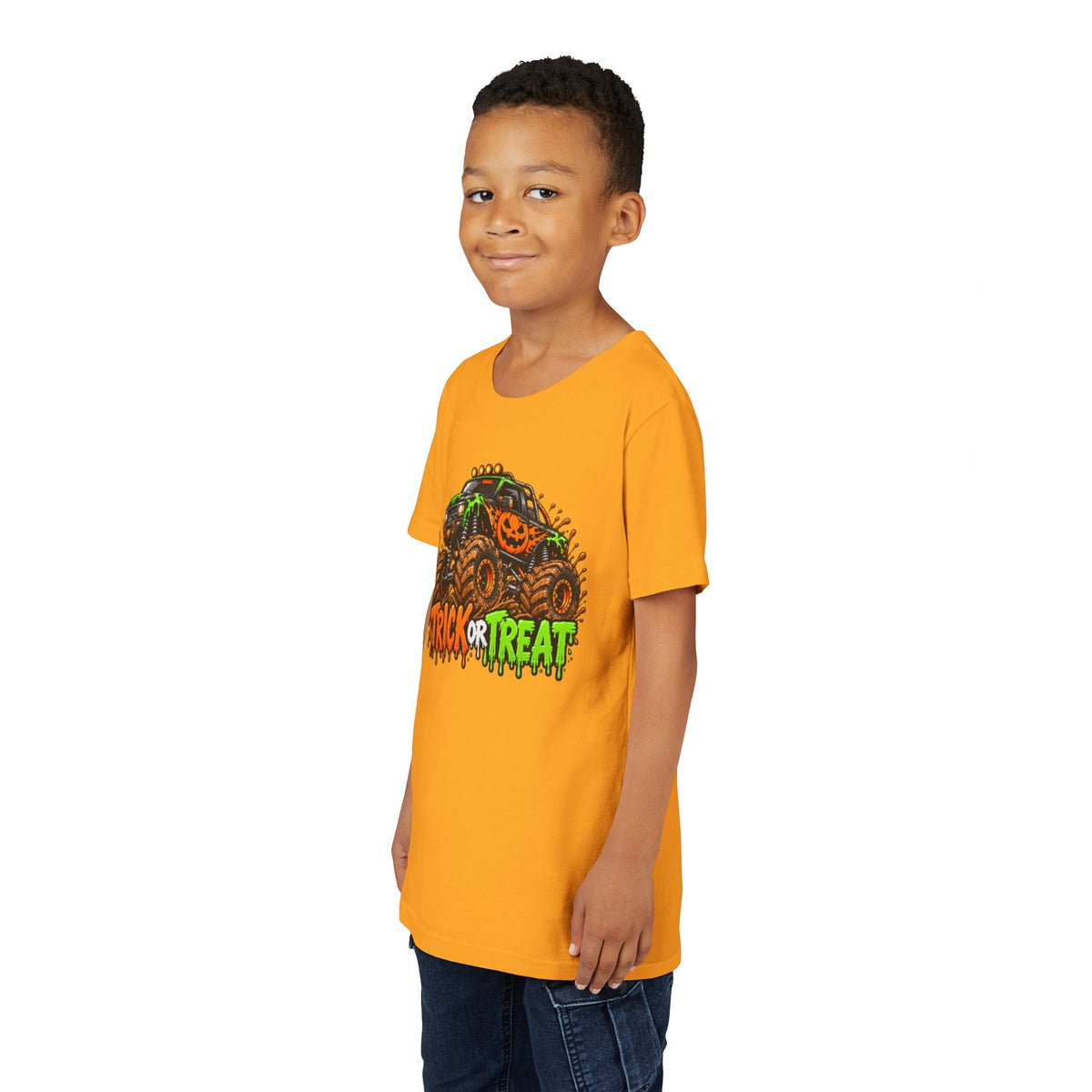 Trick or Treat Monster Truck Kids Halloween Sweatshirt | Cozy Chaos Kid 🎃🏁👻