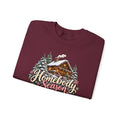 Homebody Season Cozy Winter Crewneck Sweatshirt – Snowy Cabin Graphic Sweater 🏡❄️🌲🩷