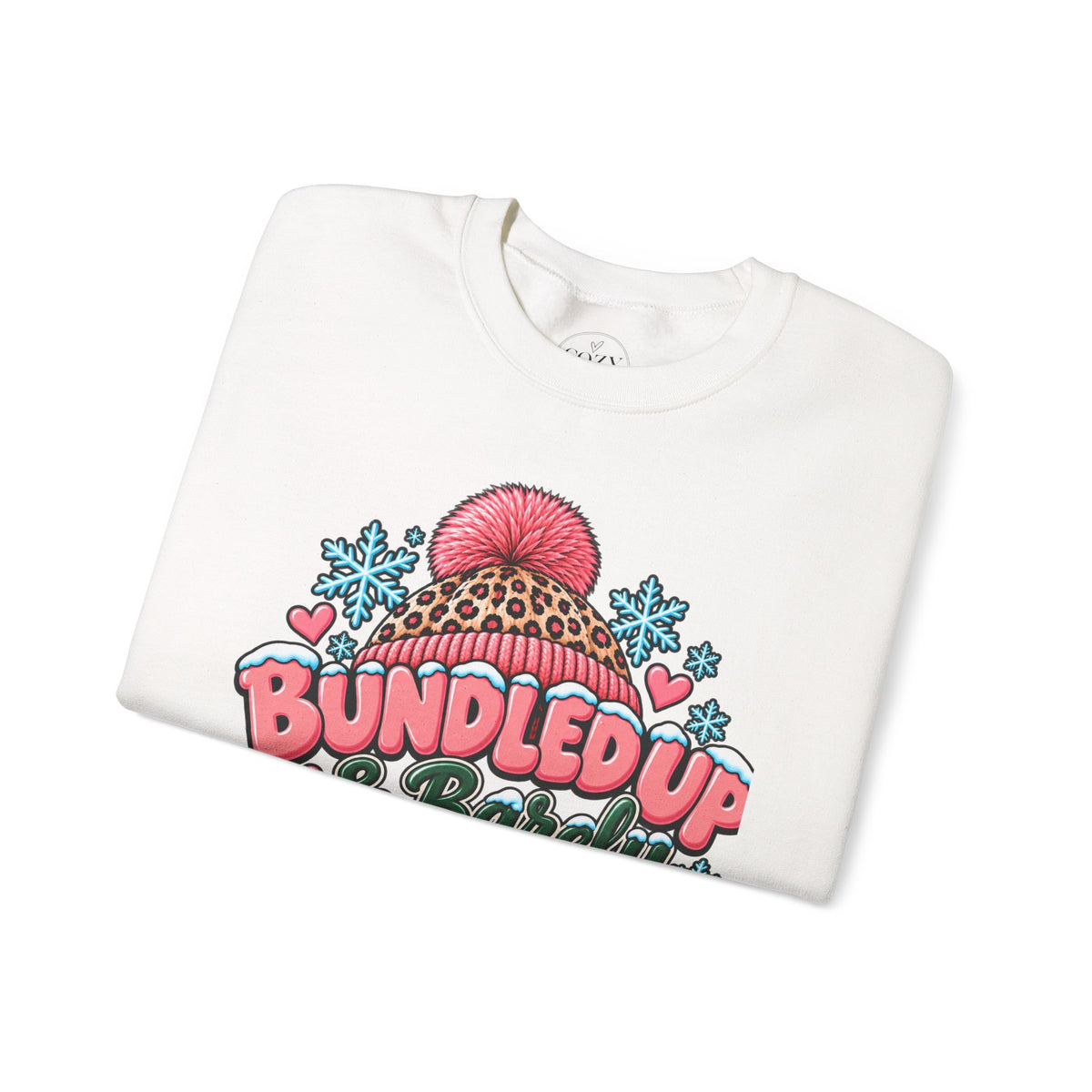 Bundled Up & Barely Functioning Winter Crewneck Sweatshirt – Cozy Mama Graphic Sweater ❄️🩷