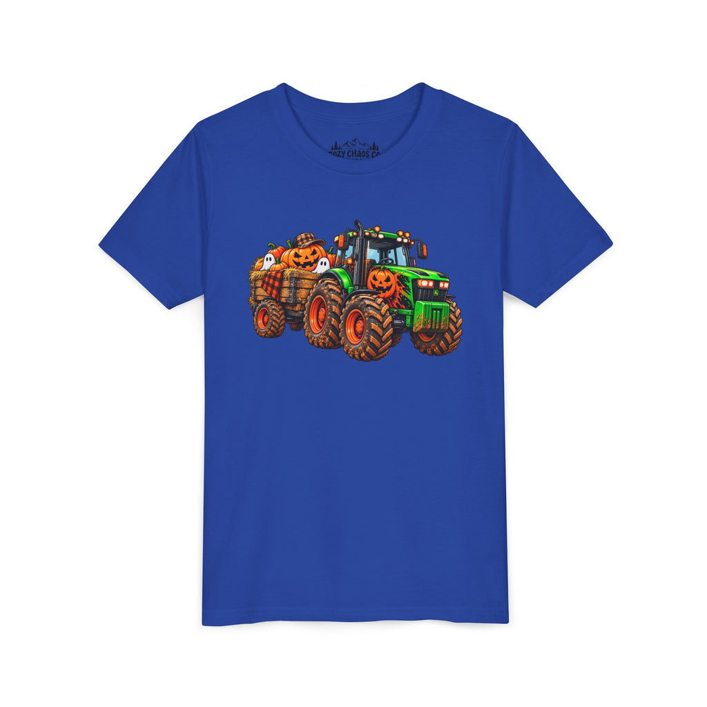 Halloween Tractor Pumpkin Patch Kids Sweatshirt | Cozy Chaos Kid 🎃🚜👻