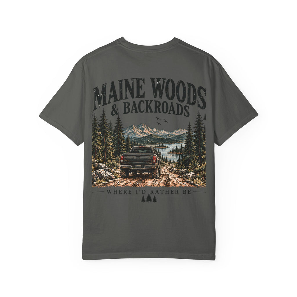 Maine Woods & Backroads Outdoor Tee | Cozy Chaos Co. 🌲