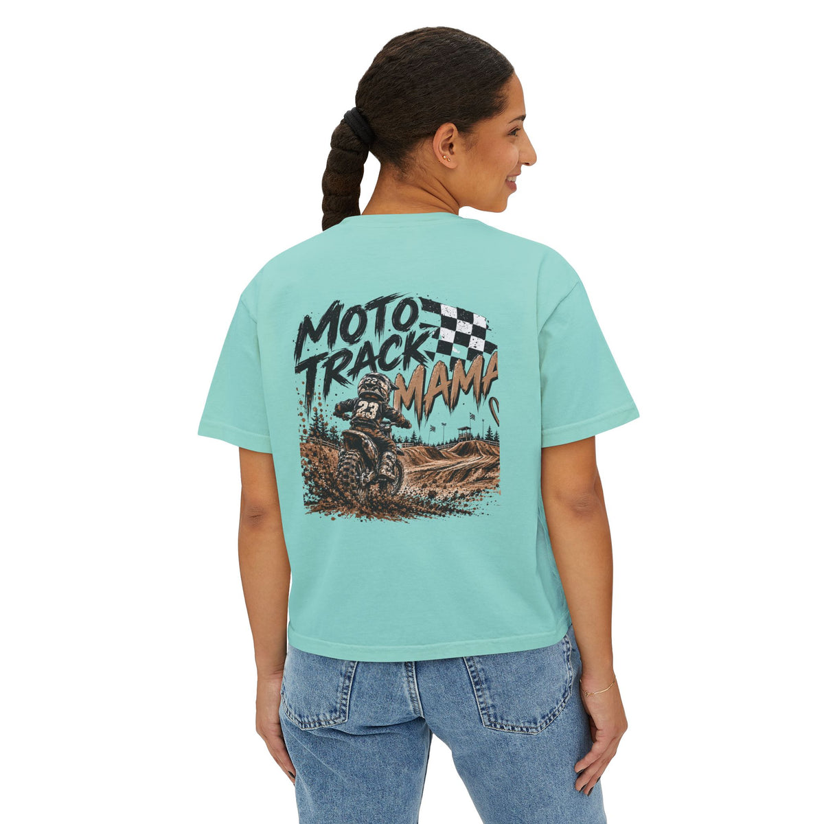 Moto Track Mama – Motocross Mom Graphic CropTee 🏁🤎