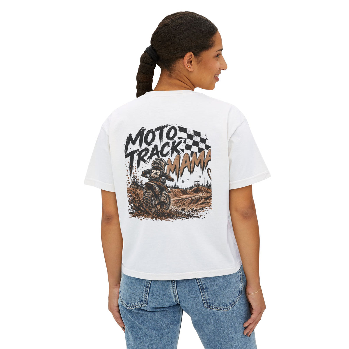 Moto Track Mama – Motocross Mom Graphic CropTee 🏁🤎