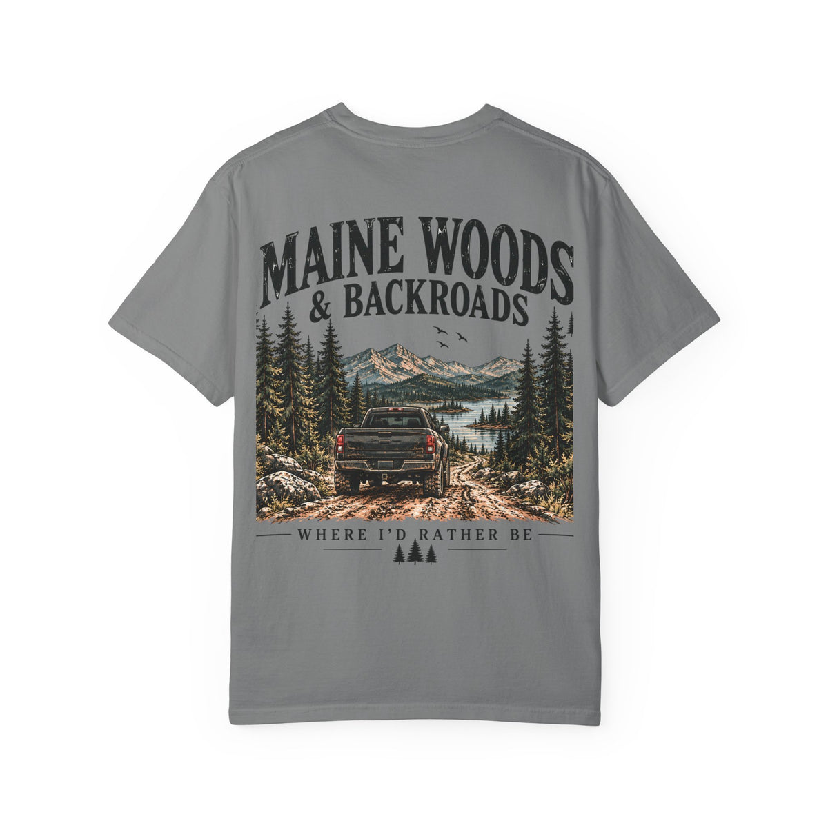 Maine Woods & Backroads Outdoor Tee | Cozy Chaos Co. 🌲