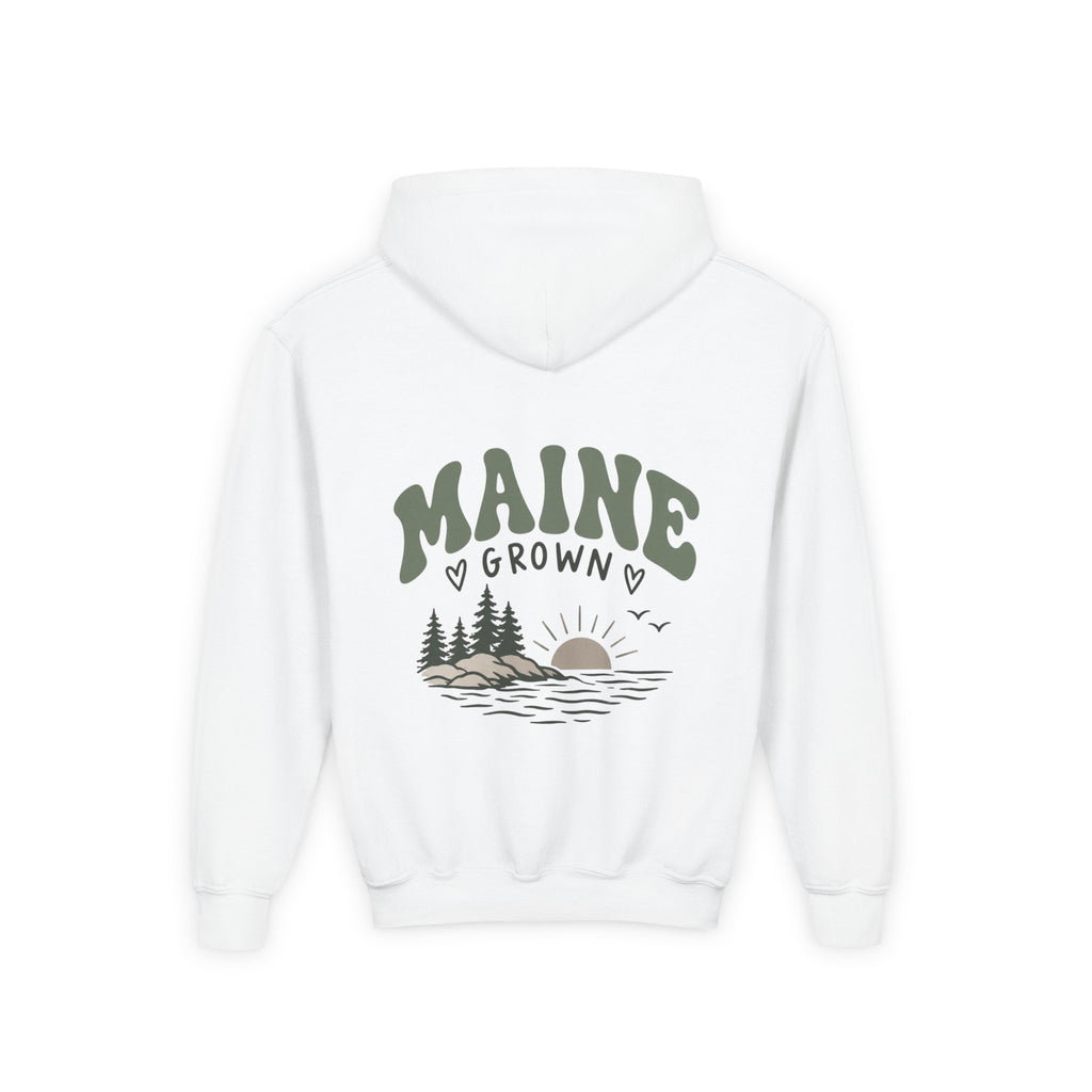 Maine Grown Kids Sweatshirt – Cozy Outdoor Pine Tree & Sunset Crewneck