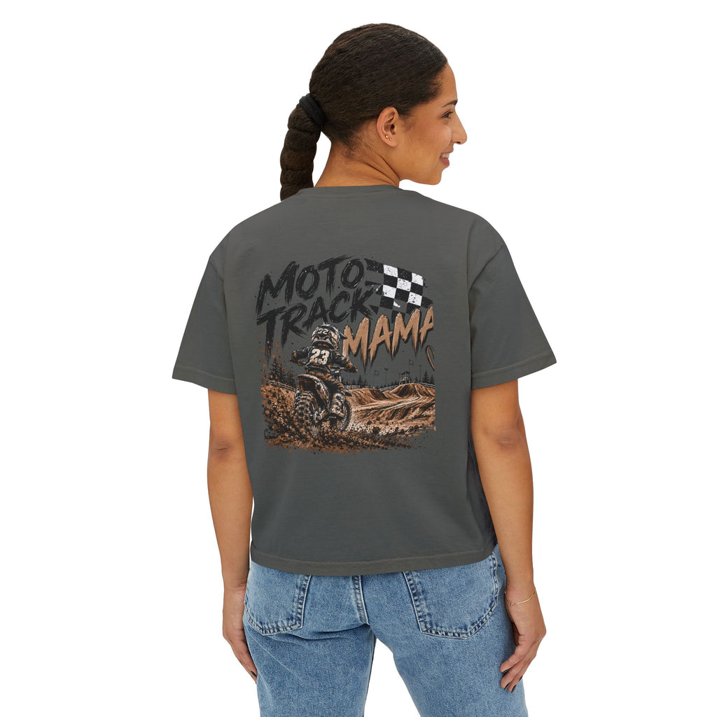 Moto Track Mama – Motocross Mom Graphic CropTee 🏁🤎