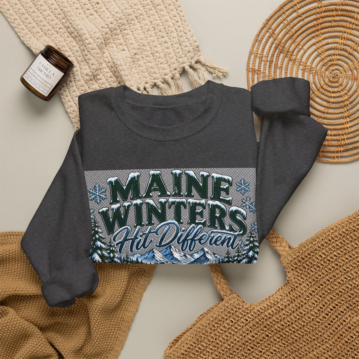 Maine Winters Hit Different Crewneck Sweatshirt – Cozy Maine Winter Mountain Sweater ❄️🌲🏔️