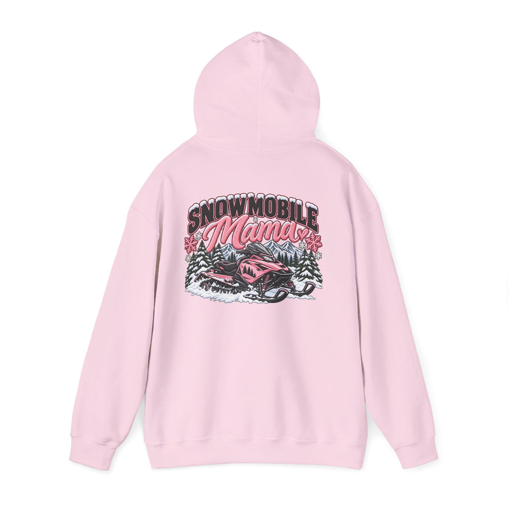 Snowmobile Mama Winter Hoodie – Women’s Snowmobile Graphic Sweatshirt | Cozy Winter Outdoor Hoodie 🩷❄️🏔️