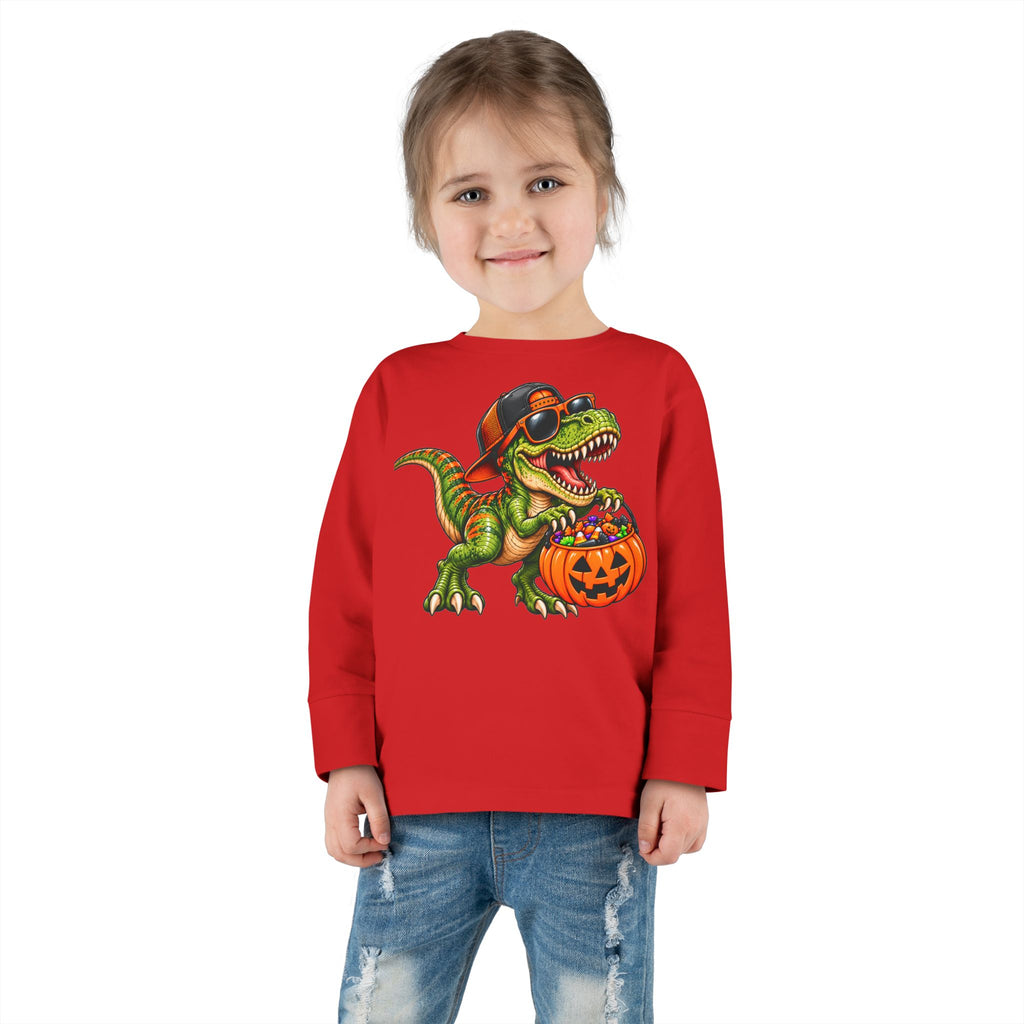 Trick or Treat T-Rex Toddler Halloween Shirt | Cozy Chaos Kid 🦖🎃🍬