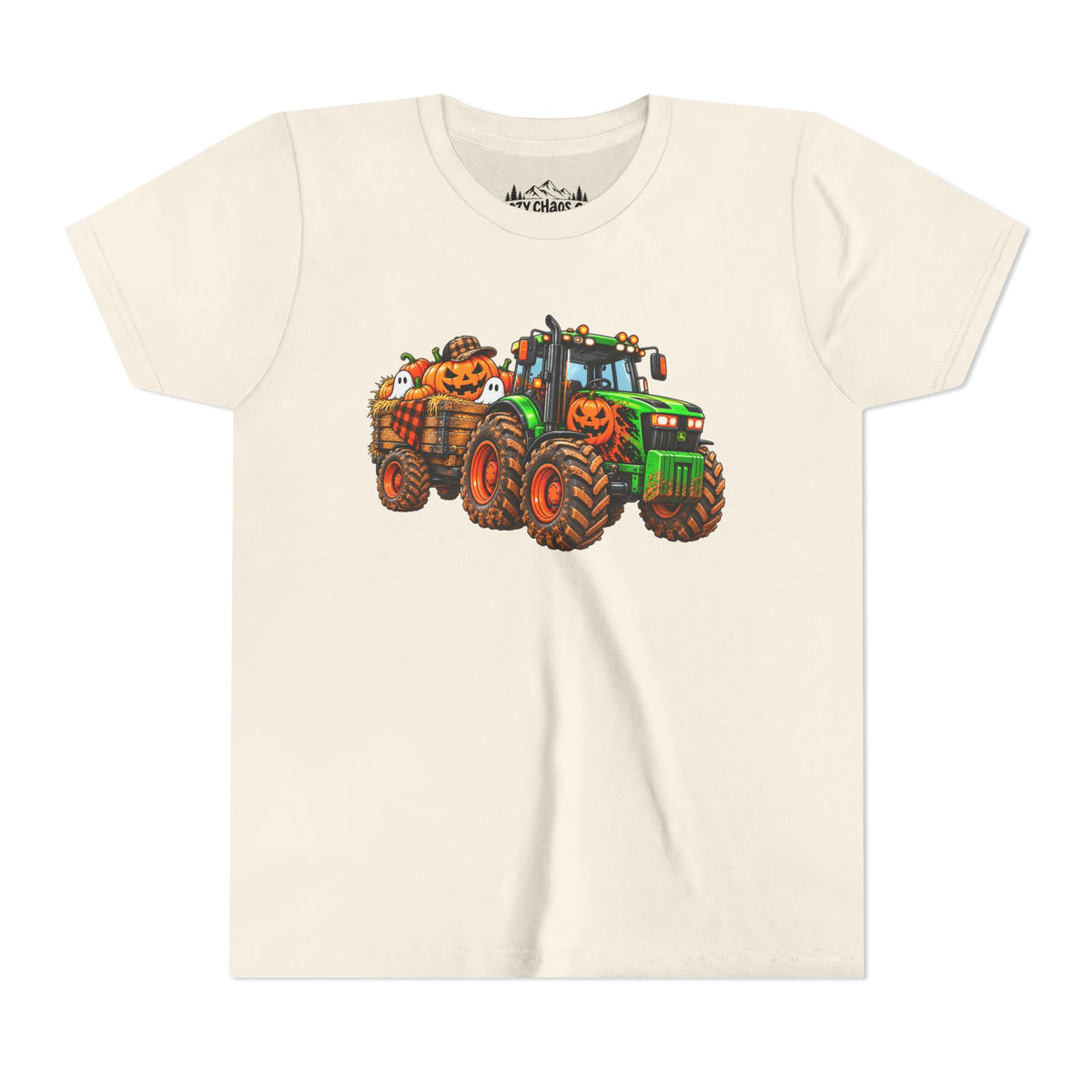 Halloween Tractor Pumpkin Patch Kids Sweatshirt | Cozy Chaos Kid 🎃🚜👻