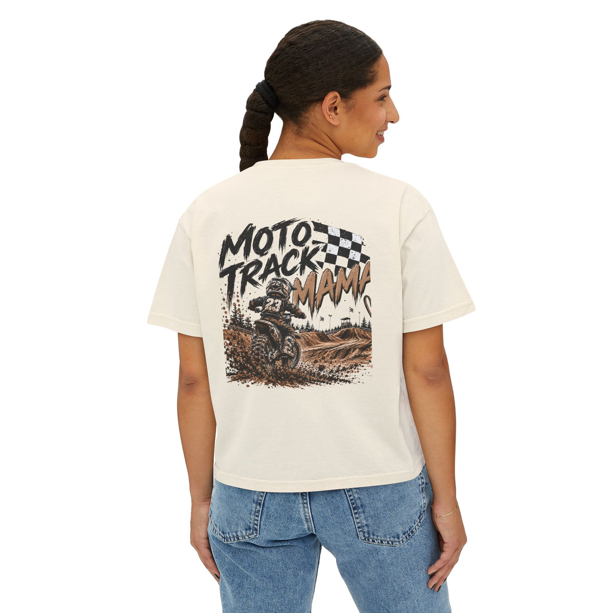 Moto Track Mama – Motocross Mom Graphic CropTee 🏁🤎