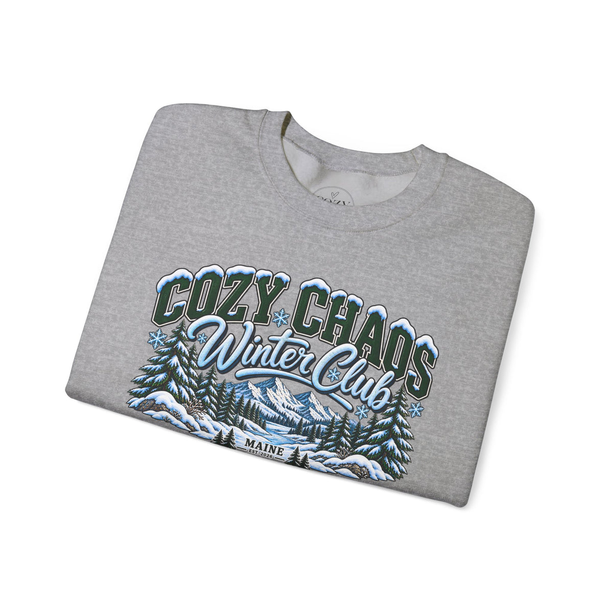Cozy Chaos Winter Club Maine Crewneck Sweatshirt – Cozy Mountain Winter Sweater ❄️🌲🏔️
