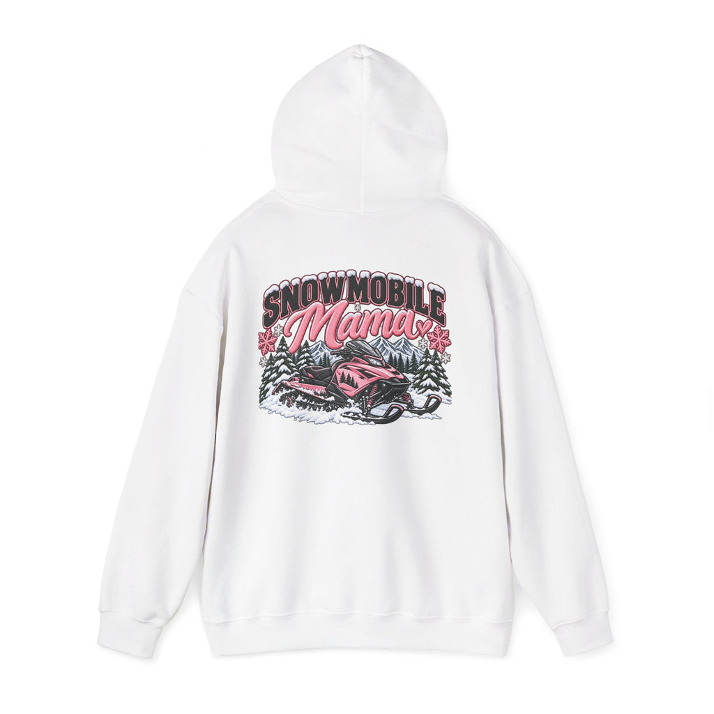 Snowmobile Mama Winter Hoodie – Women’s Snowmobile Graphic Sweatshirt | Cozy Winter Outdoor Hoodie 🩷❄️🏔️