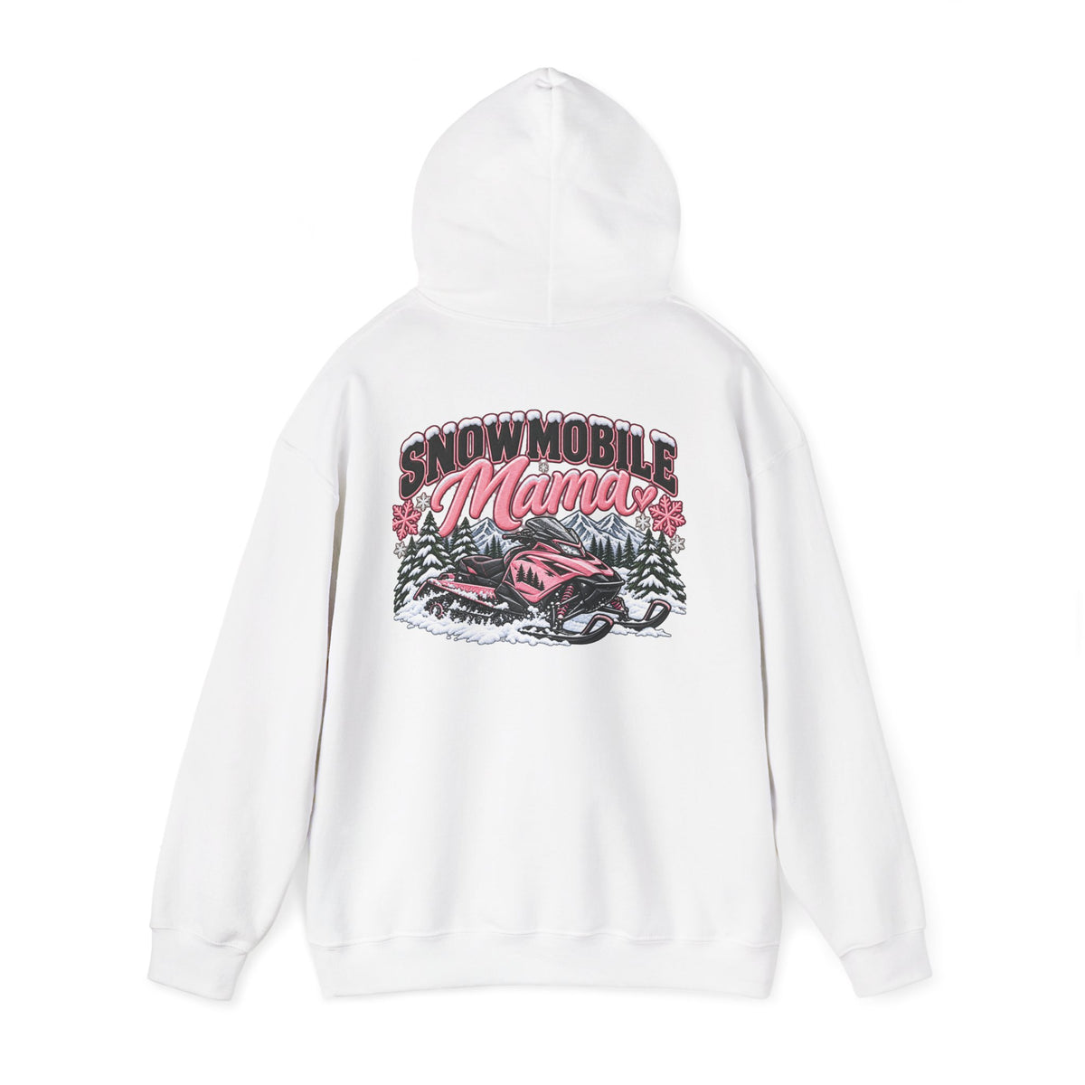 Snowmobile Mama Winter Hoodie – Women’s Snowmobile Graphic Sweatshirt | Cozy Winter Outdoor Hoodie 🩷❄️🏔️