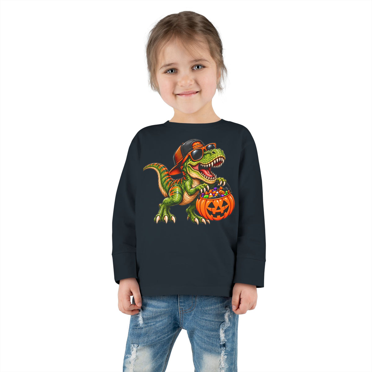 Trick or Treat T-Rex Toddler Halloween Shirt | Cozy Chaos Kid 🦖🎃🍬