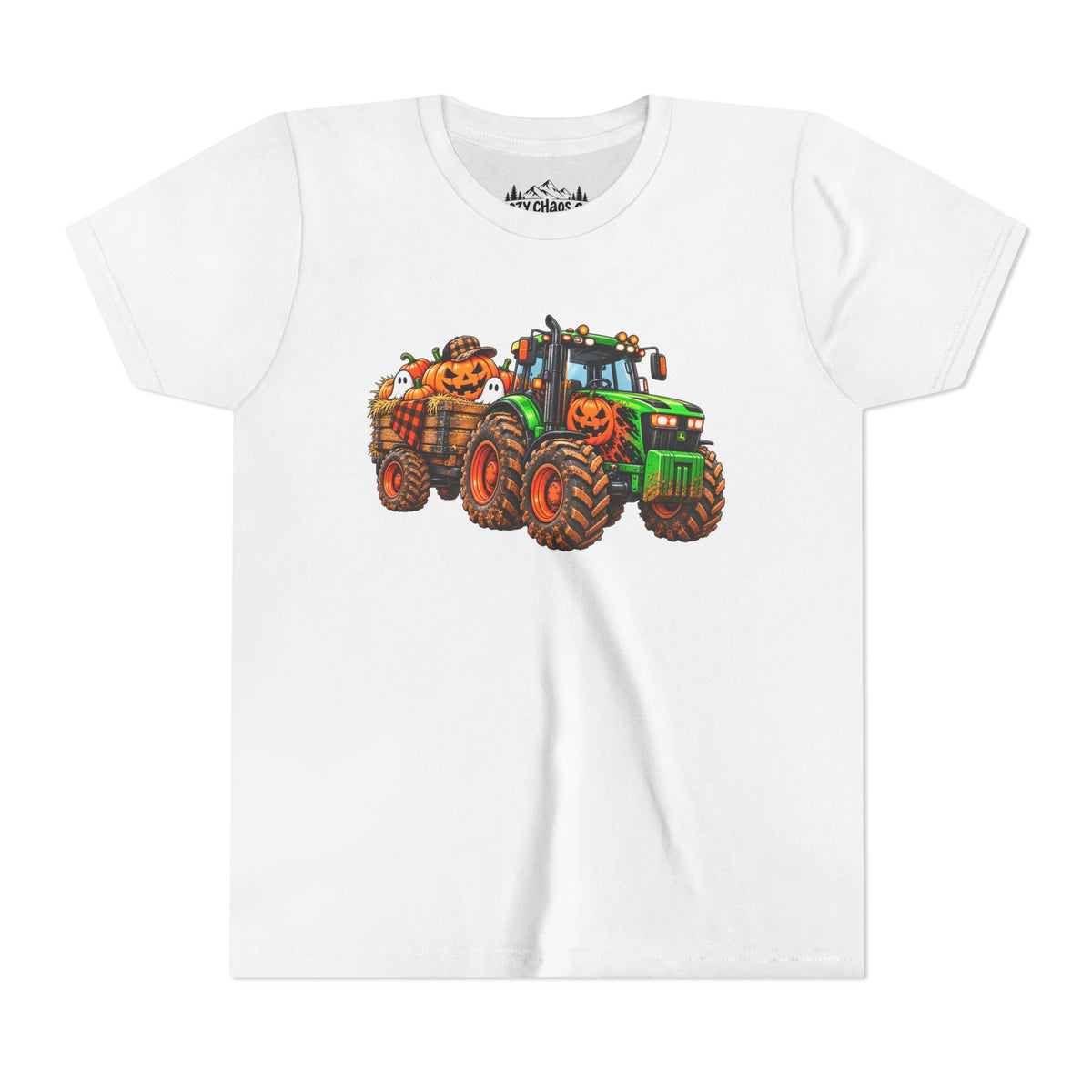 Halloween Tractor Pumpkin Patch Kids Sweatshirt | Cozy Chaos Kid 🎃🚜👻
