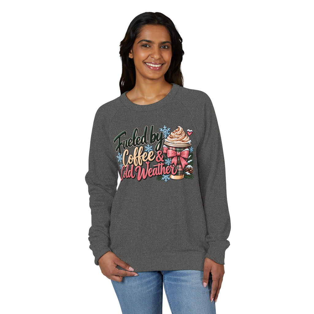 Fueled by Coffee & Cold Weather Long Sleeve Shirt – Cozy Winter Coffee Graphic Tee ☕❄️🩷