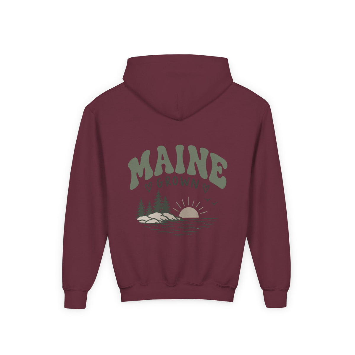 Maine Grown Kids Sweatshirt – Cozy Outdoor Pine Tree & Sunset Crewneck