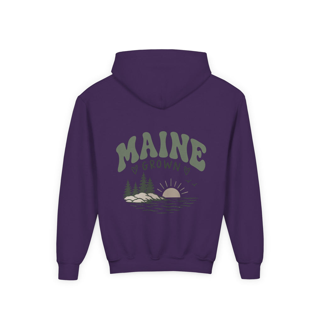 Maine Grown Kids Sweatshirt – Cozy Outdoor Pine Tree & Sunset Crewneck