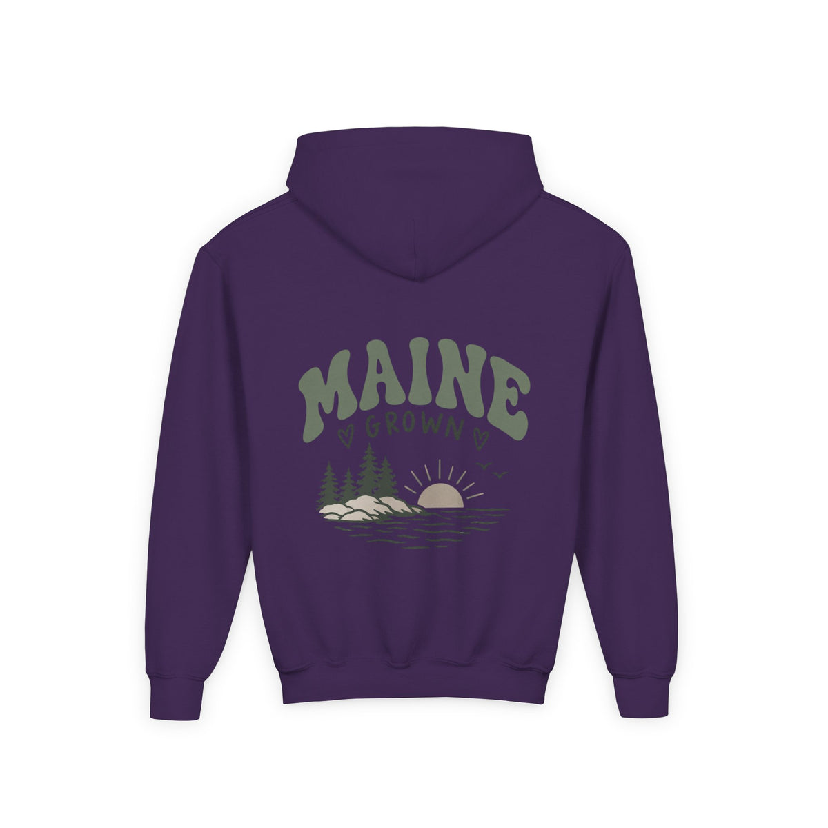 Maine Grown Kids Sweatshirt – Cozy Outdoor Pine Tree & Sunset Crewneck