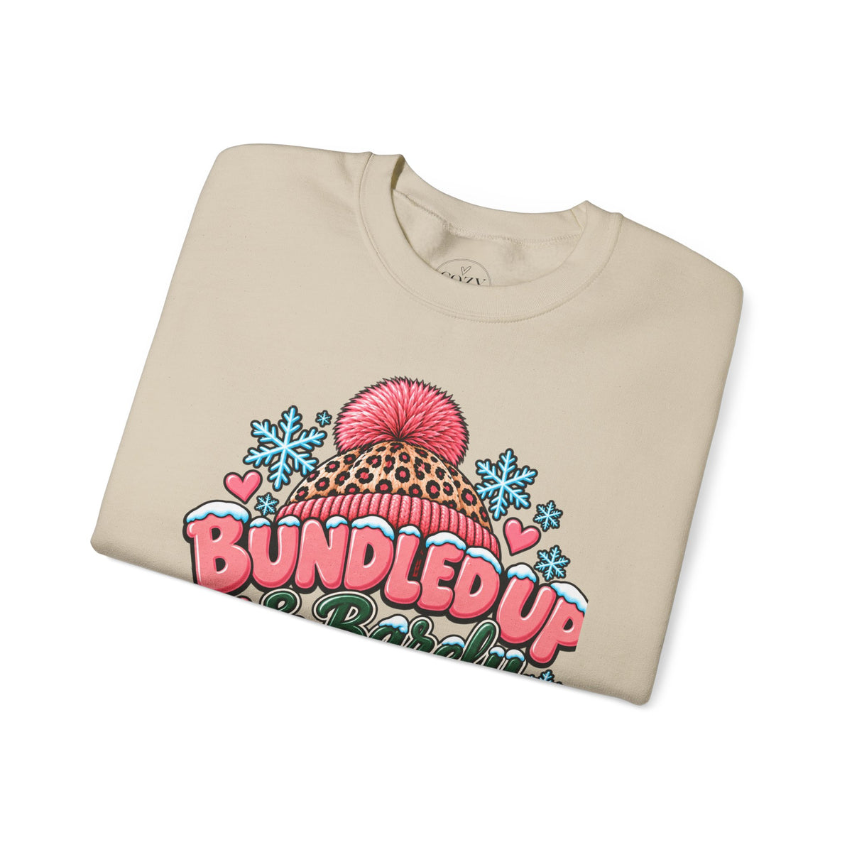 Bundled Up & Barely Functioning Winter Crewneck Sweatshirt – Cozy Mama Graphic Sweater ❄️🩷