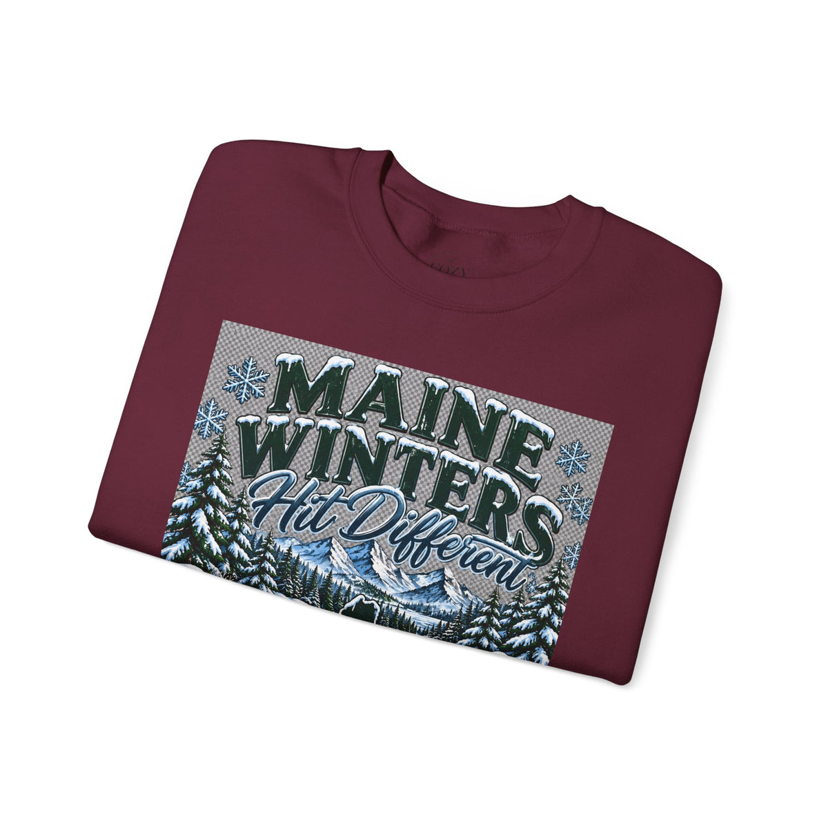 Maine Winters Hit Different Crewneck Sweatshirt – Cozy Maine Winter Mountain Sweater ❄️🌲🏔️