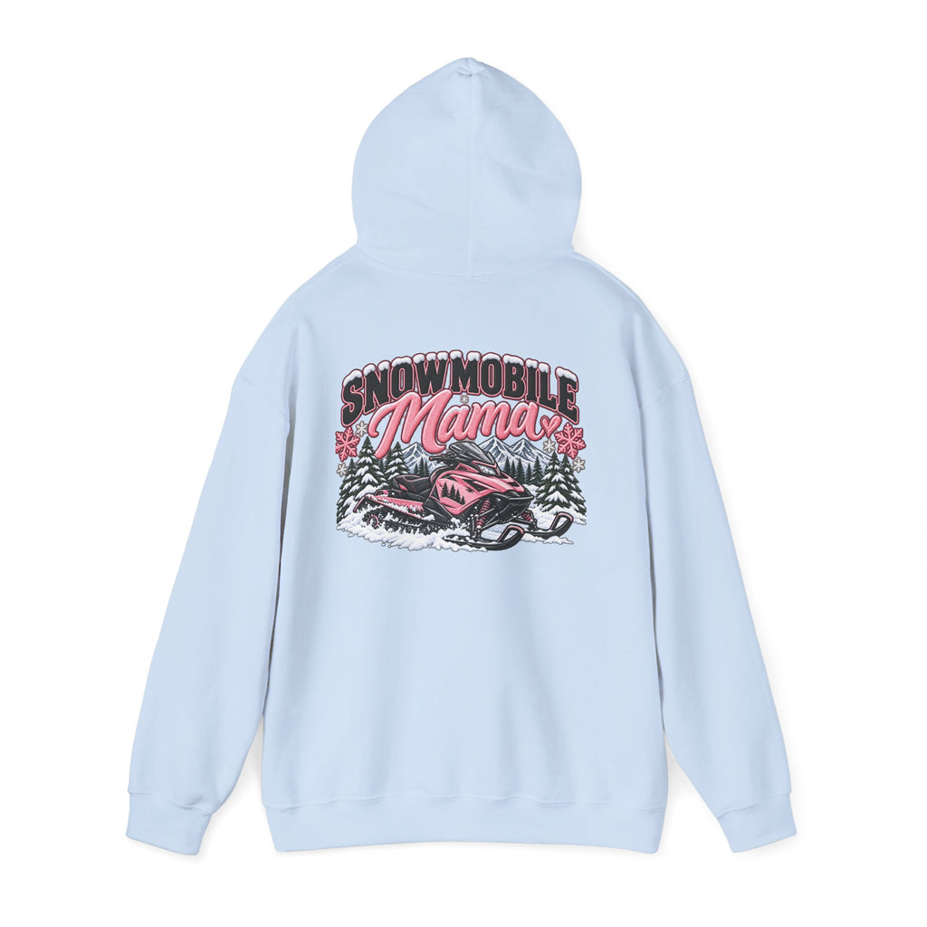Snowmobile Mama Winter Hoodie – Women’s Snowmobile Graphic Sweatshirt | Cozy Winter Outdoor Hoodie 🩷❄️🏔️