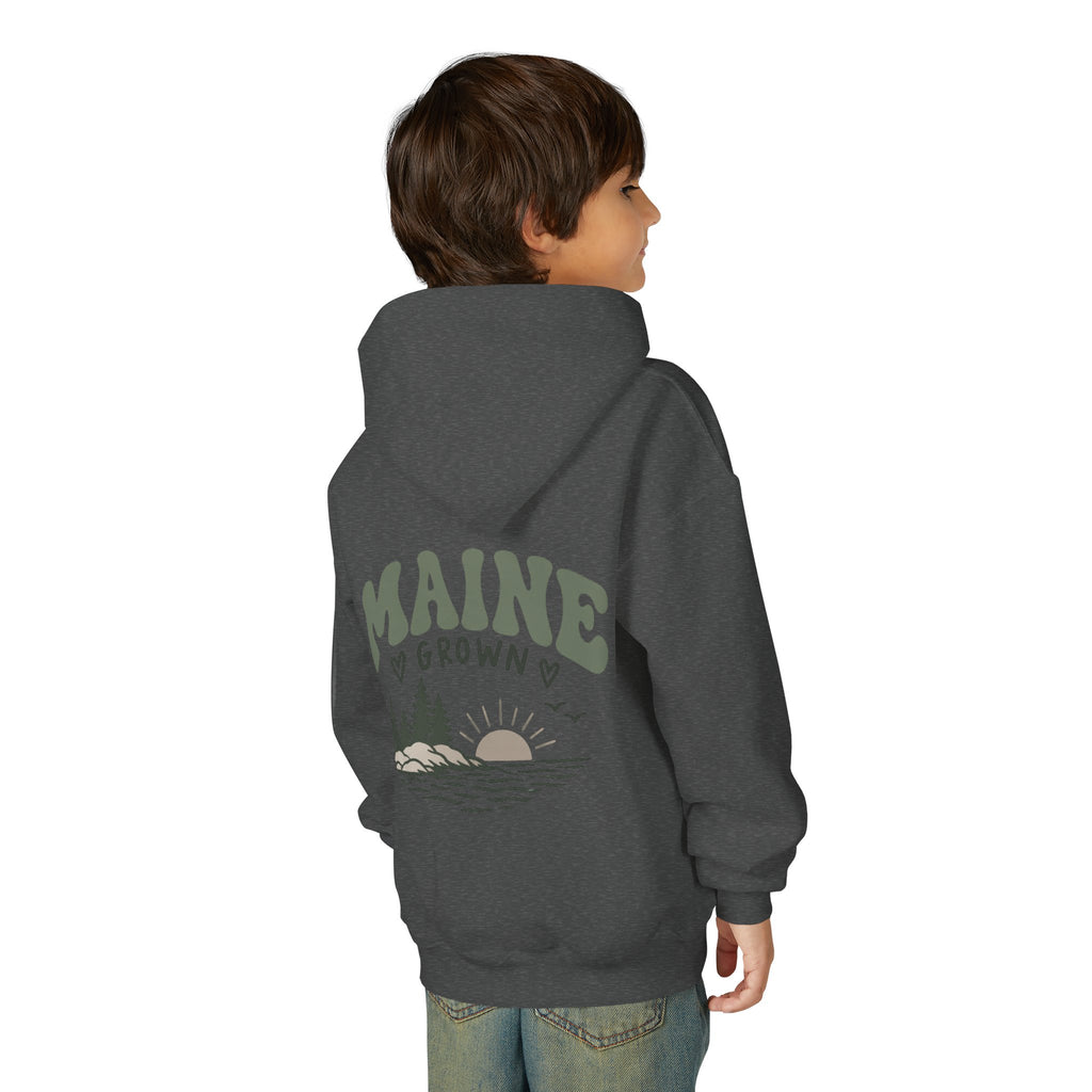 Maine Grown Kids Sweatshirt – Cozy Outdoor Pine Tree & Sunset Crewneck