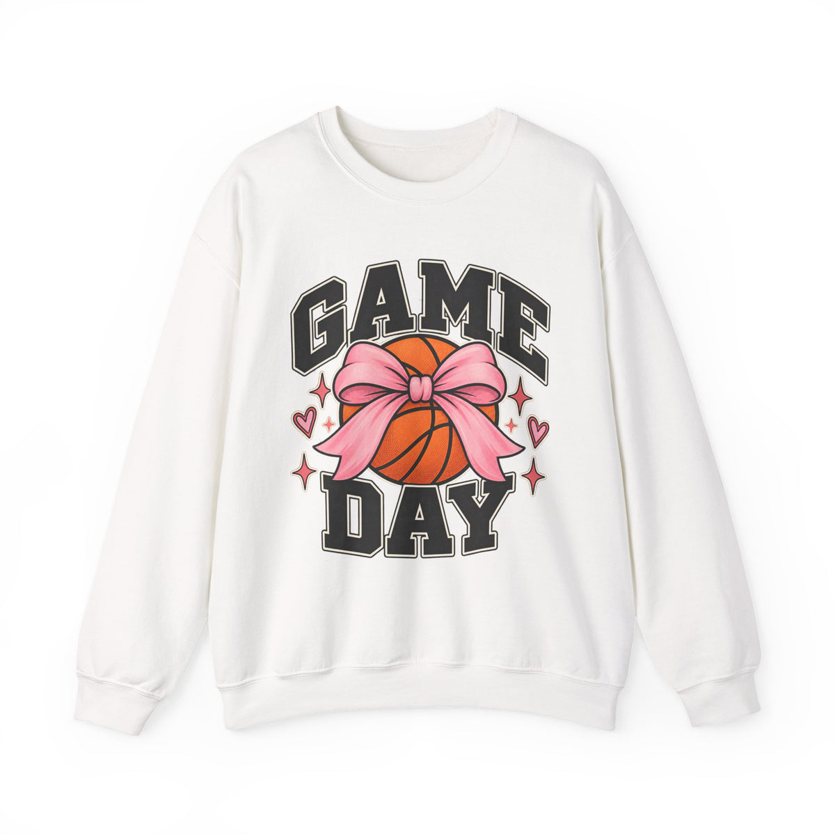 Game Day Pink Bow Basketball Crewneck Sweatshirt 🏀🎀
