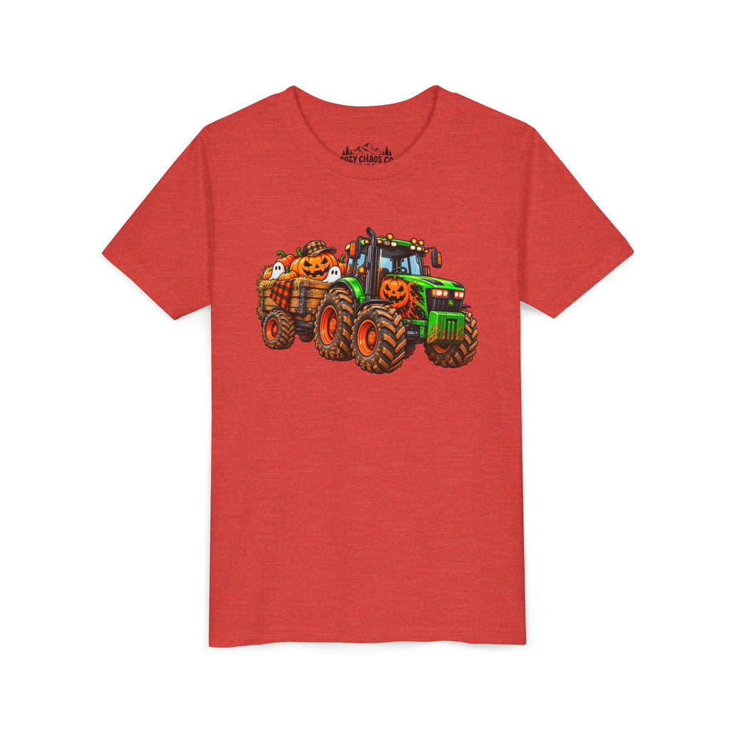 Halloween Tractor Pumpkin Patch Kids Sweatshirt | Cozy Chaos Kid 🎃🚜👻