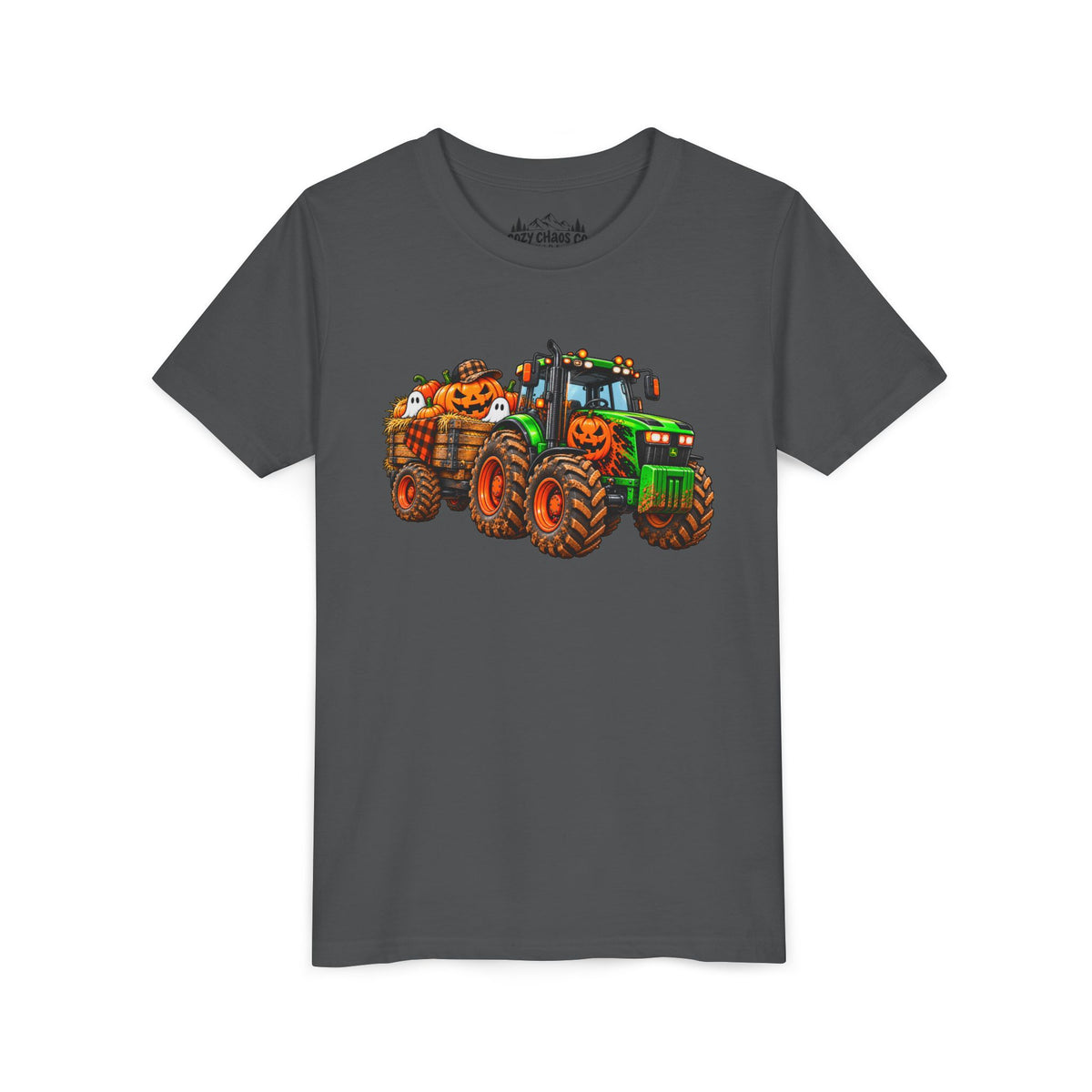Halloween Tractor Pumpkin Patch Kids Sweatshirt | Cozy Chaos Kid 🎃🚜👻