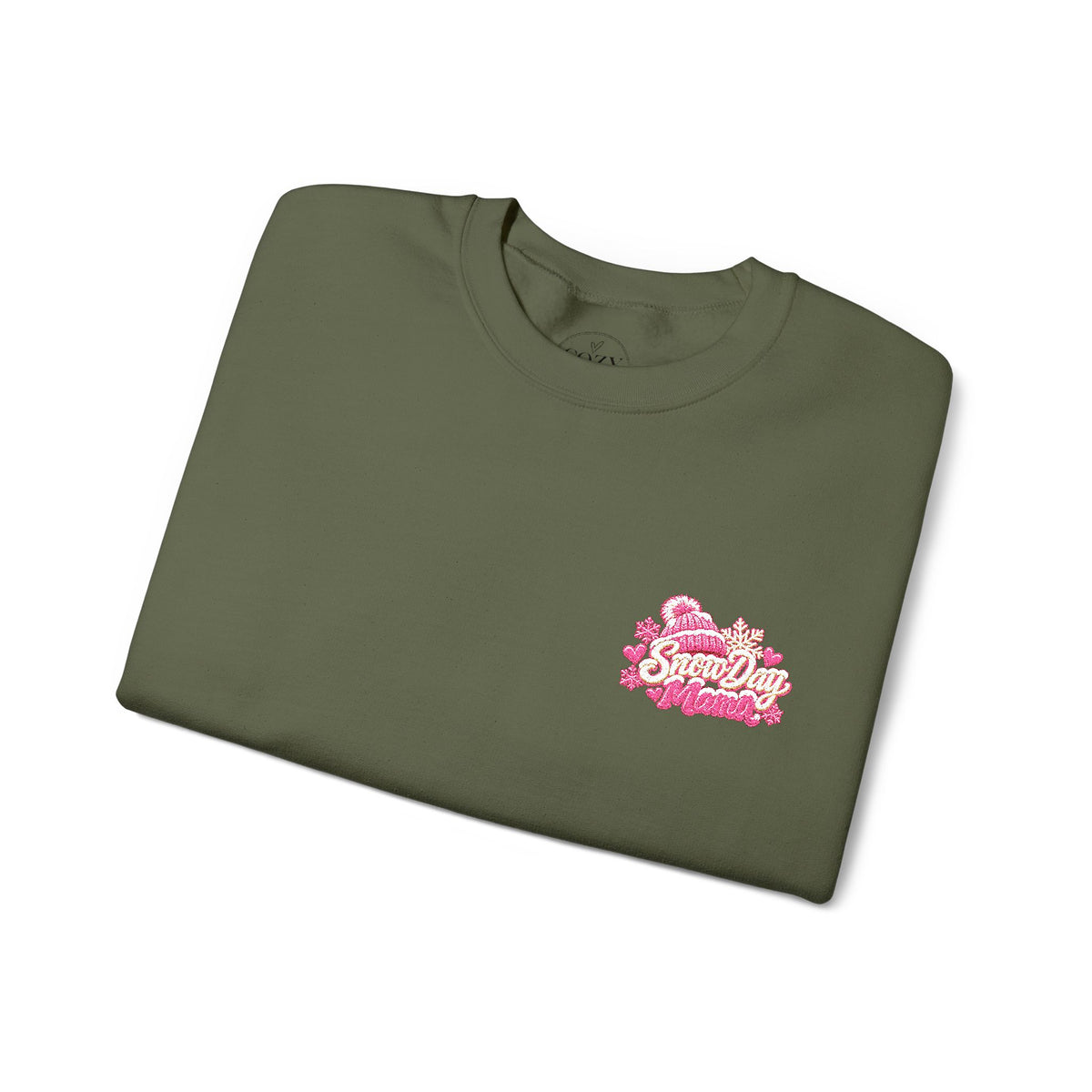 “Snow Day Mama Embroidered Crewneck – Cozy Winter Mom Sweatshirt.” ❄️🩷