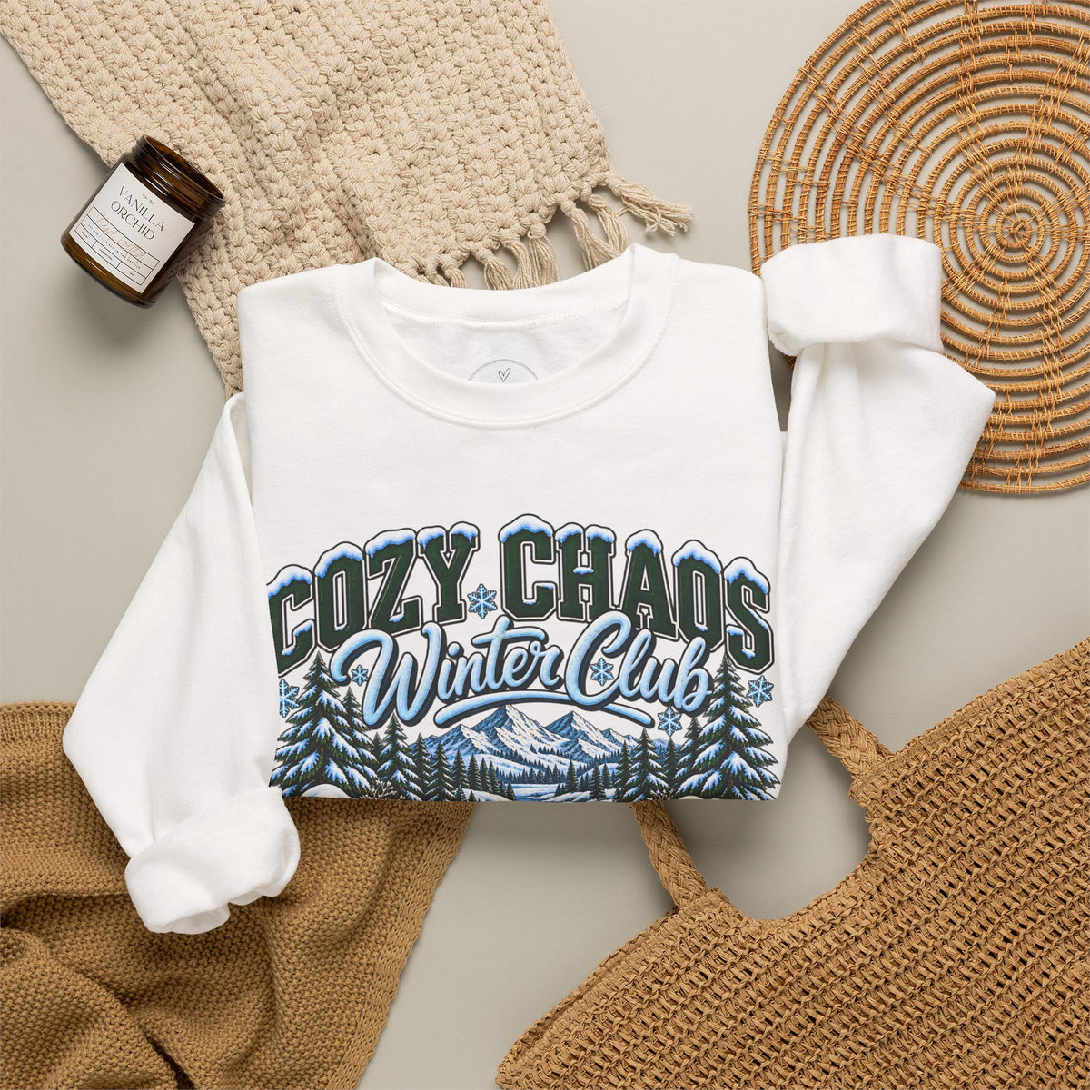 Cozy Chaos Winter Club Maine Crewneck Sweatshirt – Cozy Mountain Winter Sweater ❄️🌲🏔️