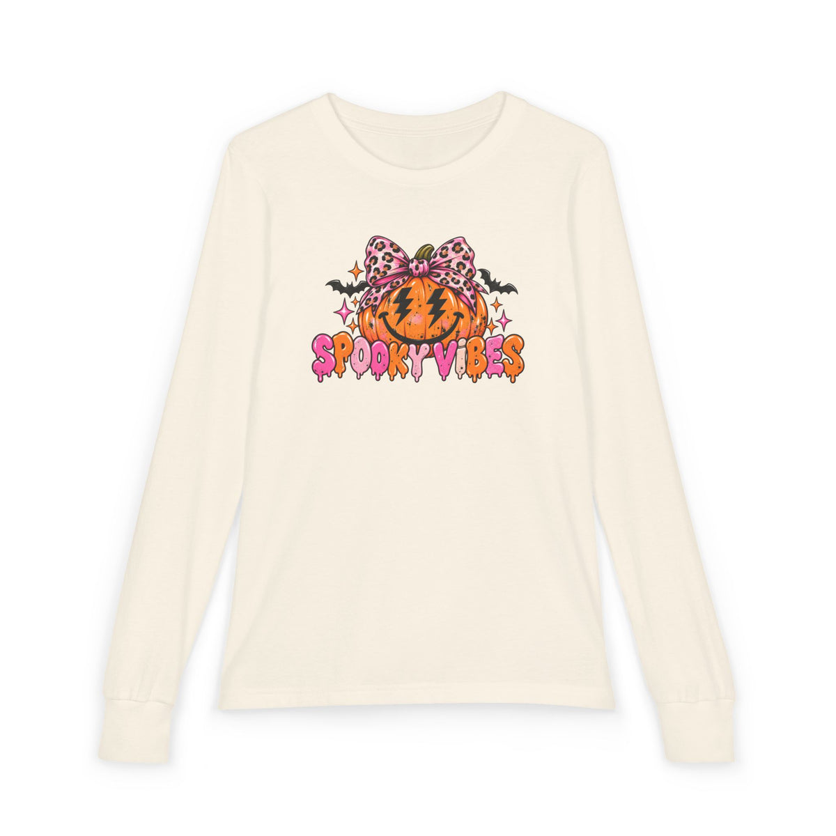 Spooky Vibes Pumpkin Bow Kids Halloween Sweatshirt | Cozy Chaos Kid 🎃🎀👻