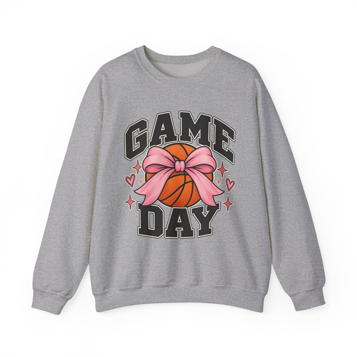 Game Day Pink Bow Basketball Crewneck Sweatshirt 🏀🎀