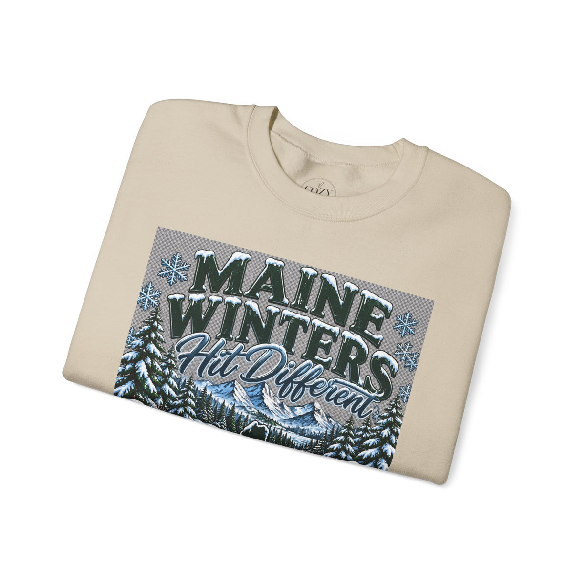 Maine Winters Hit Different Crewneck Sweatshirt – Cozy Maine Winter Mountain Sweater ❄️🌲🏔️