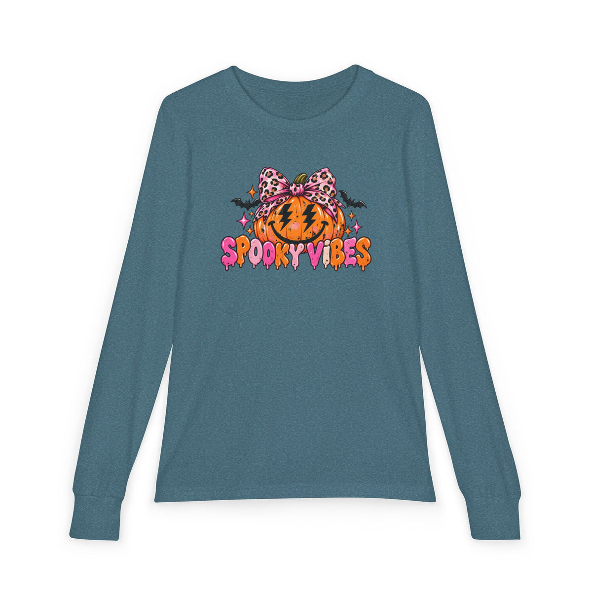 Spooky Vibes Pumpkin Bow Kids Halloween Sweatshirt | Cozy Chaos Kid 🎃🎀👻