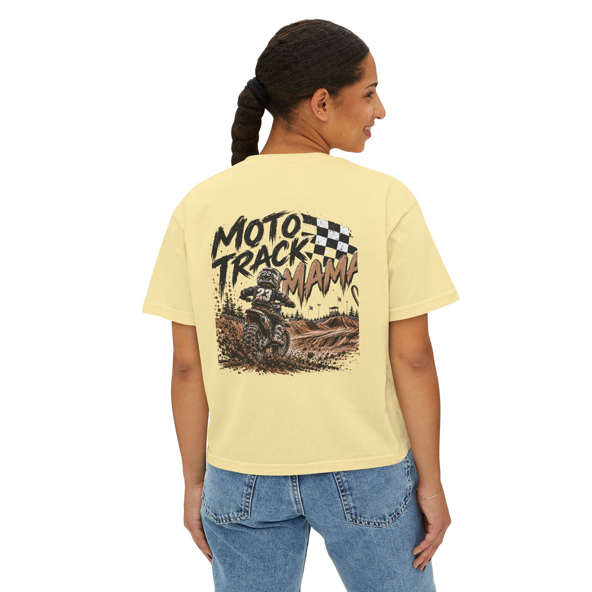 Moto Track Mama – Motocross Mom Graphic CropTee 🏁🤎