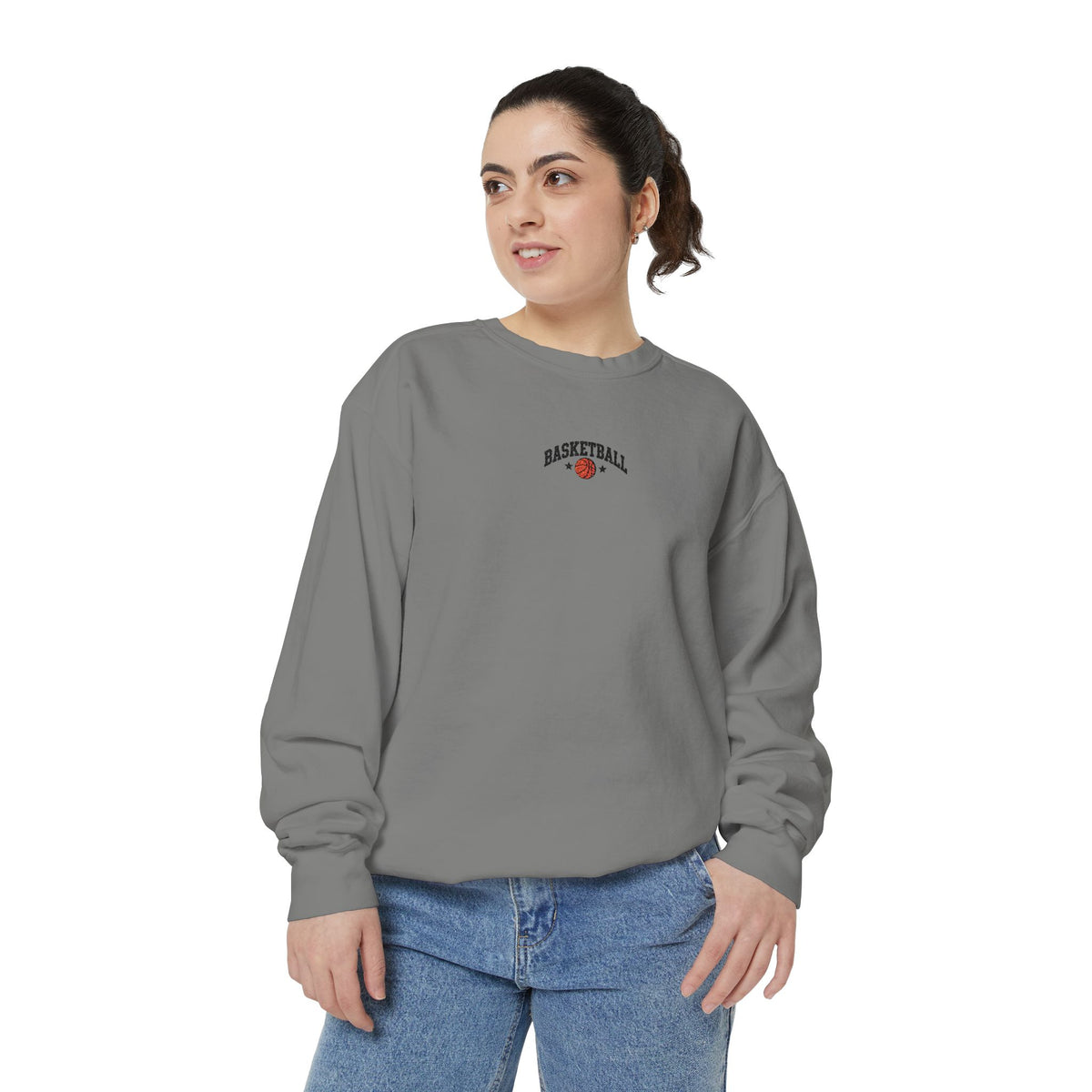 Basketball Embroidery-Look Crewneck Sweatshirt 🏀