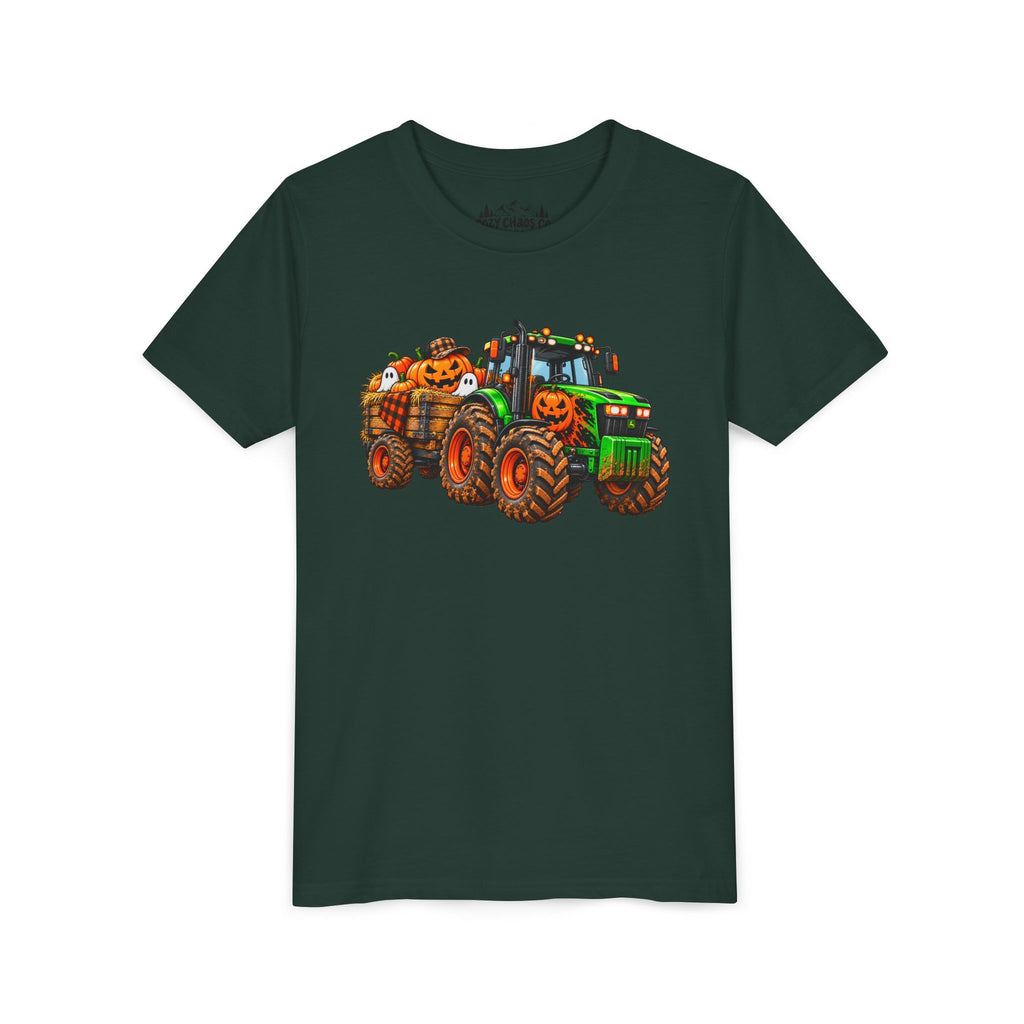 Halloween Tractor Pumpkin Patch Kids Sweatshirt | Cozy Chaos Kid 🎃🚜👻