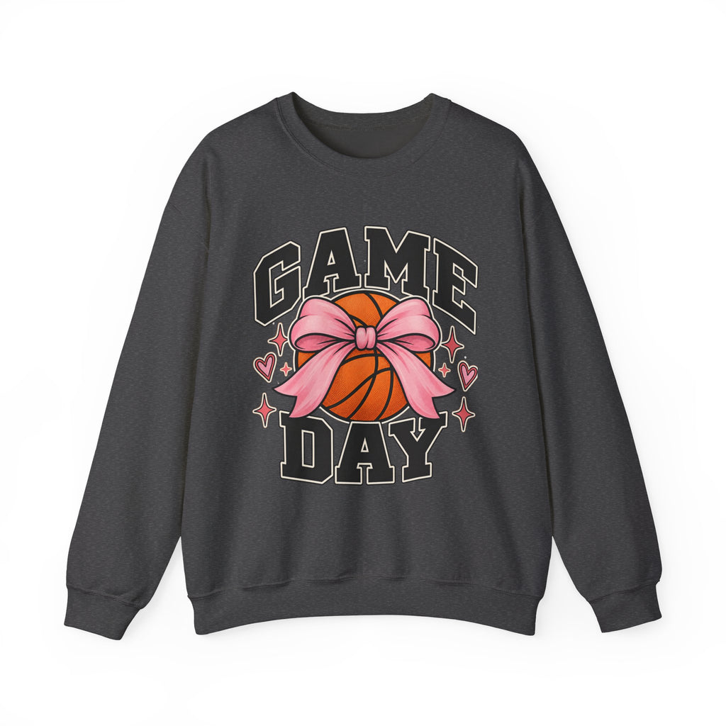 Game Day Pink Bow Basketball Crewneck Sweatshirt 🏀🎀